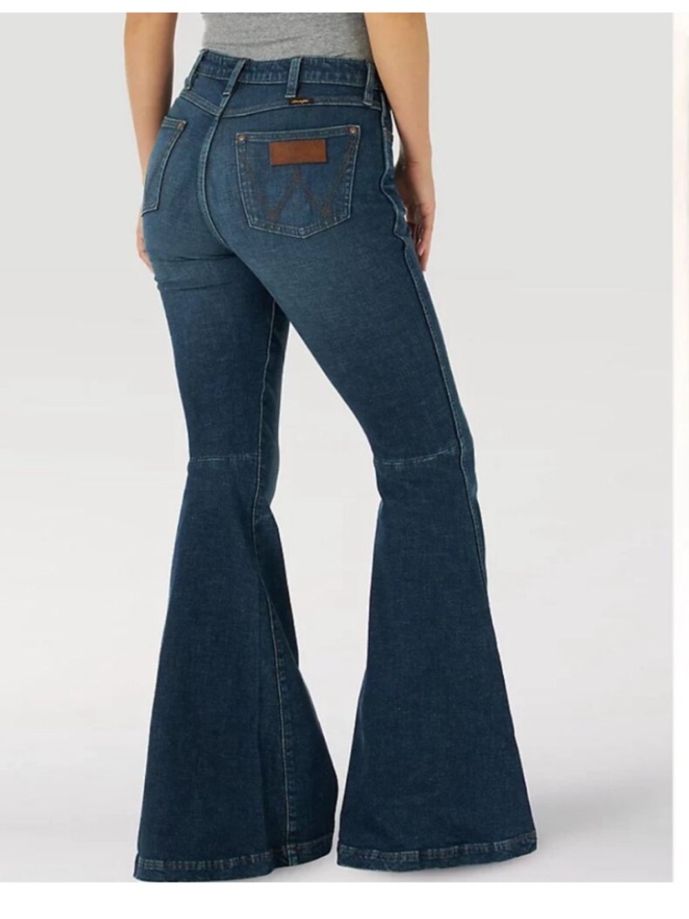 Wrangler High-Rise Flare Jeans in Dark Blue Denim - Picture 2 of 8